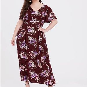 Torrid Red Wine Floral Gauze Maxi Dress Size 3 or 3X